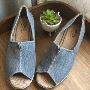Eastland Denim Peeptoe Wedges
